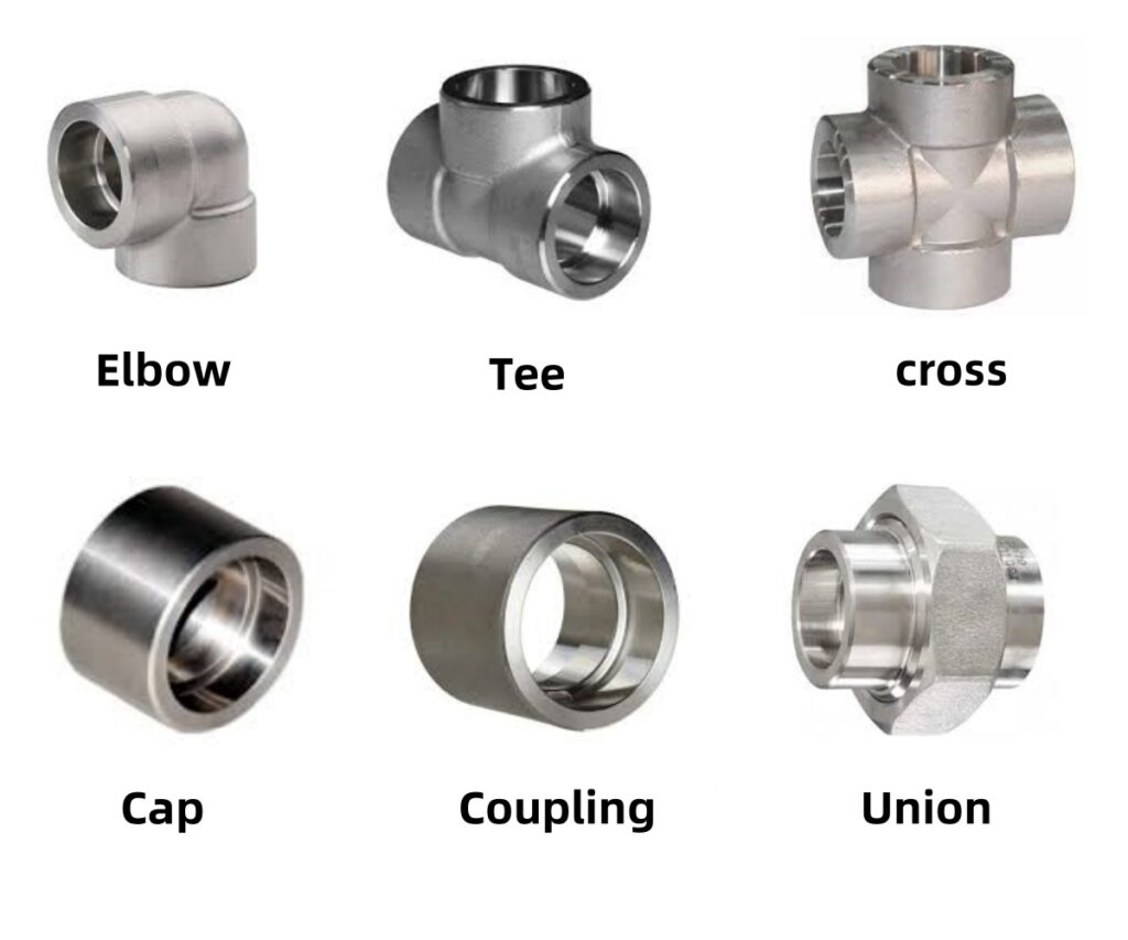 Industrial pipeline showing socket weld fittings installed