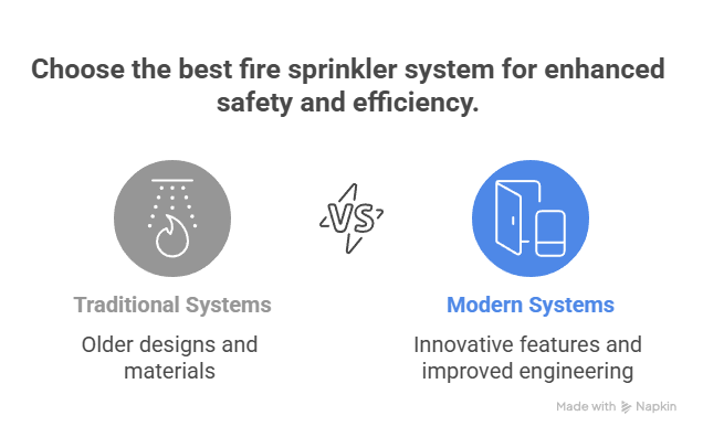 traditional vs. modern fire sprinkler tee systems image