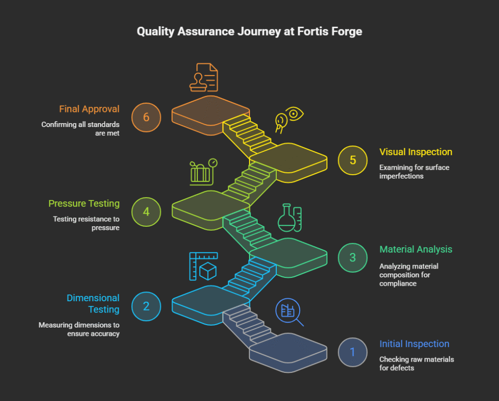 Chart of Breakdown of testing and inspection stages at Fortis Forge.