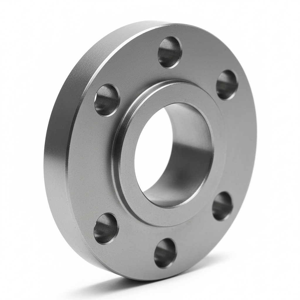 Close-up of a carbon steel slip-on flange showing detailed surface and metallic finish.