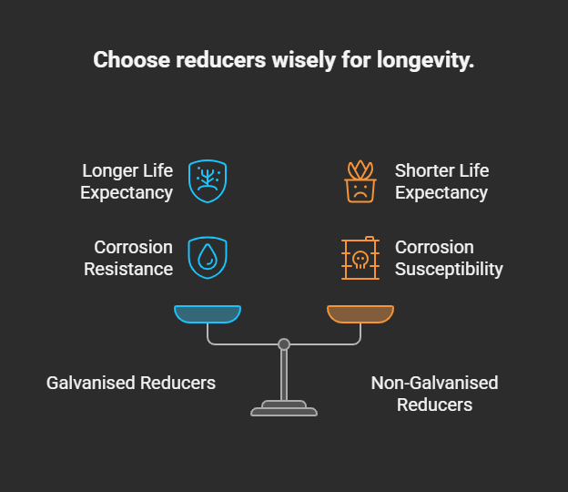 comparing life expectancy of galvanised vs. non-galvanised reducers