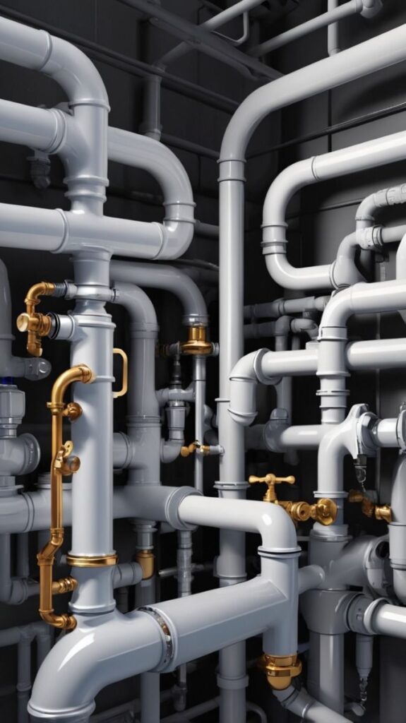 Industrial piping layout highlighting GI reducers in operation.