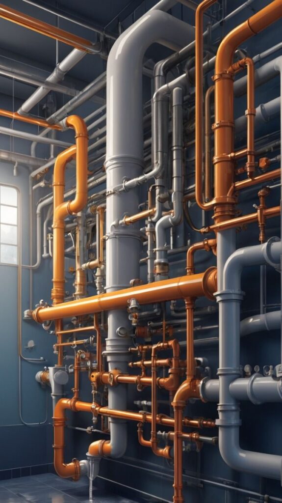 Industrial piping layout highlighting GI pipe reducers in action.