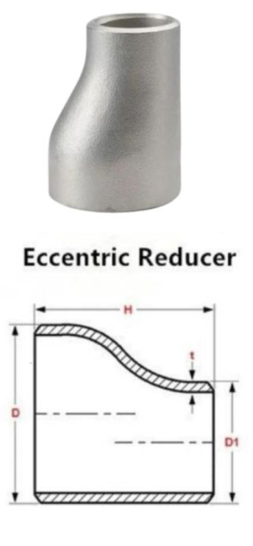 3D rendering of an eccentric reducer highlighting flat side alignment.