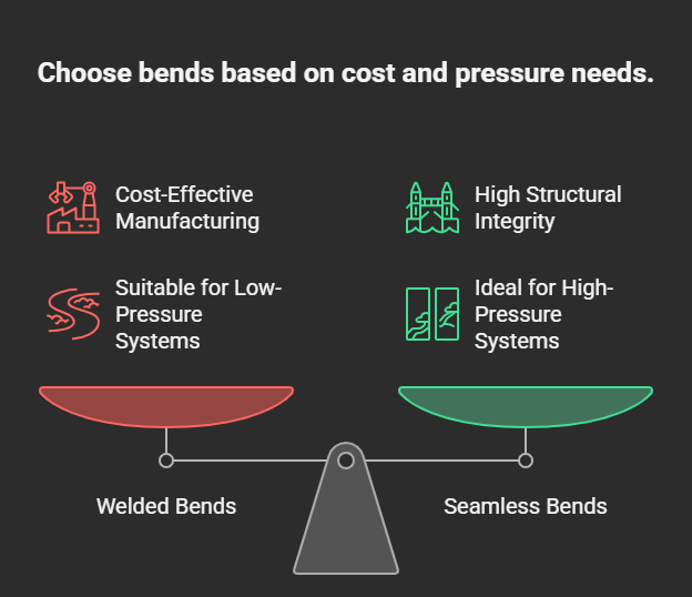 Chart OF Price comparison between welded and seamless MS 90 Degree bends