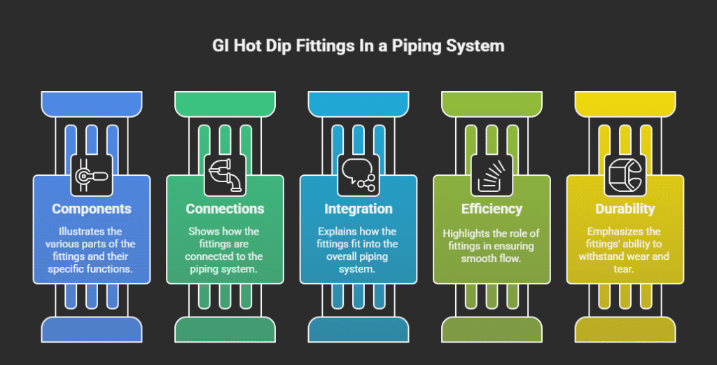 GI Hot Dip Fittings in a piping system