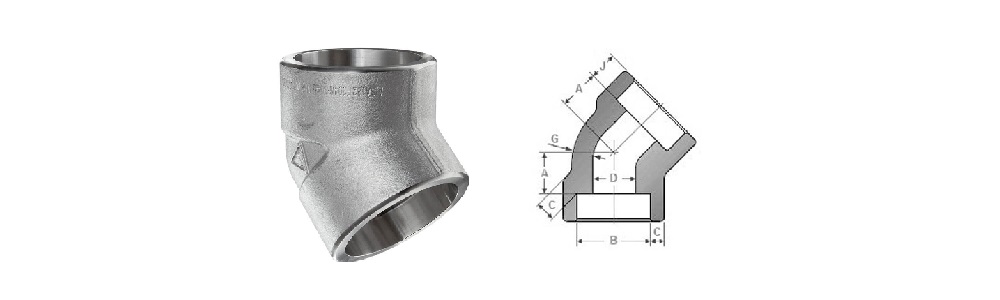 45 deg socket weld elbow